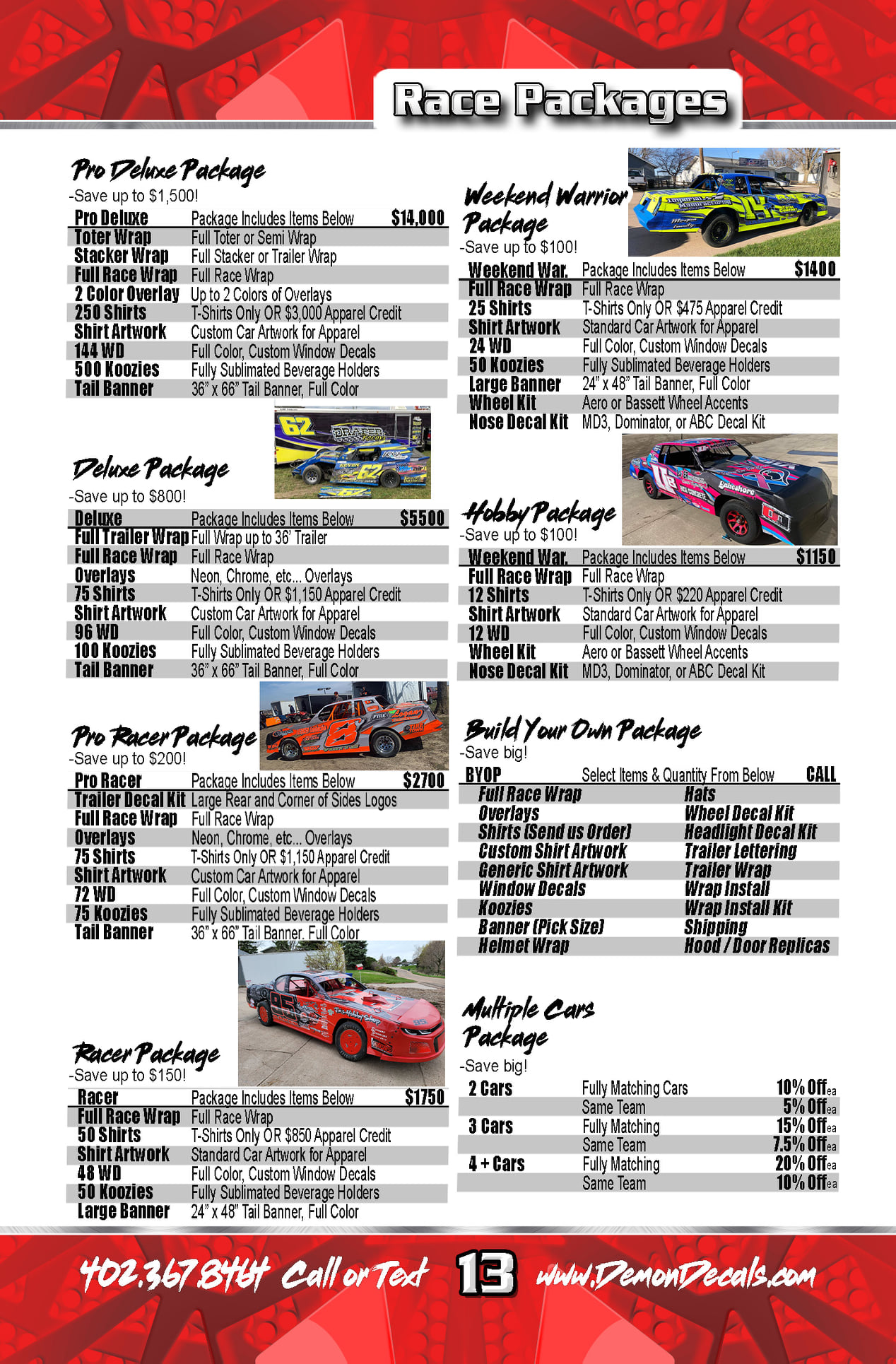 Demon Decals 2022 Catalog - Race Packages